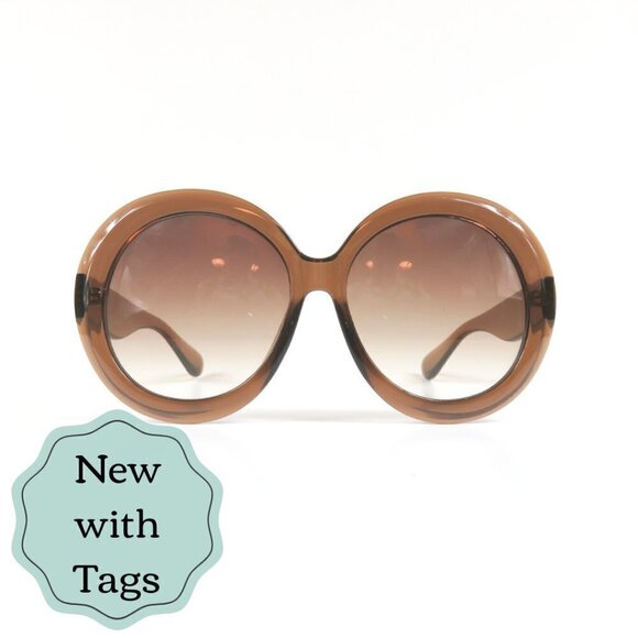 Accessories - Vintage Round Sunglasses XL Frames - Oversize Retro 1970's 1960's - Caramel NEW